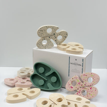 A1 DIY Terrazzo Kaarthouder Kit MONSTERA - Zelfmaak Visitekaarthouder