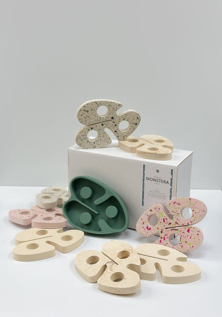 A1 DIY Terrazzo Kaarthouder Kit MONSTERA - Zelfmaak Visitekaarthouder