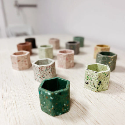 A1 DIY Terrazzo Plantenpot Kit FIORE Ø 5,5cm - Mini Bloempot Maken