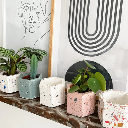 A1 DIY Terrazzo Plantenpot Kit FIORE Ø 5,5cm - Mini Bloempot Maken