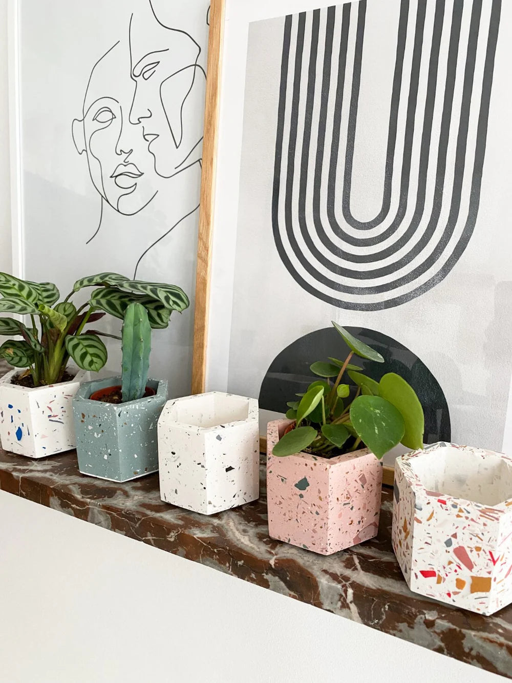 A1 DIY Terrazzo Plantenpot Kit FIORE Ø 5,5cm - Mini Bloempot Maken