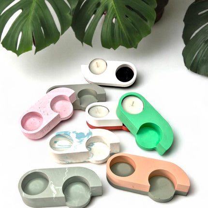 A1 DIY Terrazzo Theelichtjes Kit 2x LUME - Zelfmaak Kaarsenhouders Set