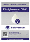 Eurovacuum Olie t.b.v. Vacuümpomp - EV-Highvacuum Oil-60