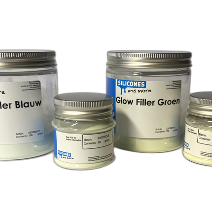 Huismerk - SAM Glow Filler Blauw of Groen – Glow-in-the-Dark Vulstof voor Siliconen, Epoxy & Polyurethaan