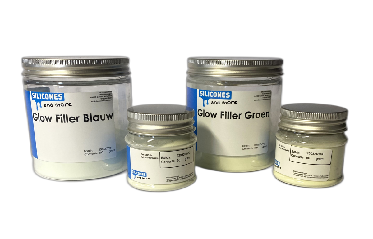 Huismerk - SAM Glow Filler Blauw of Groen – Glow-in-the-Dark Vulstof voor Siliconen, Epoxy & Polyurethaan
