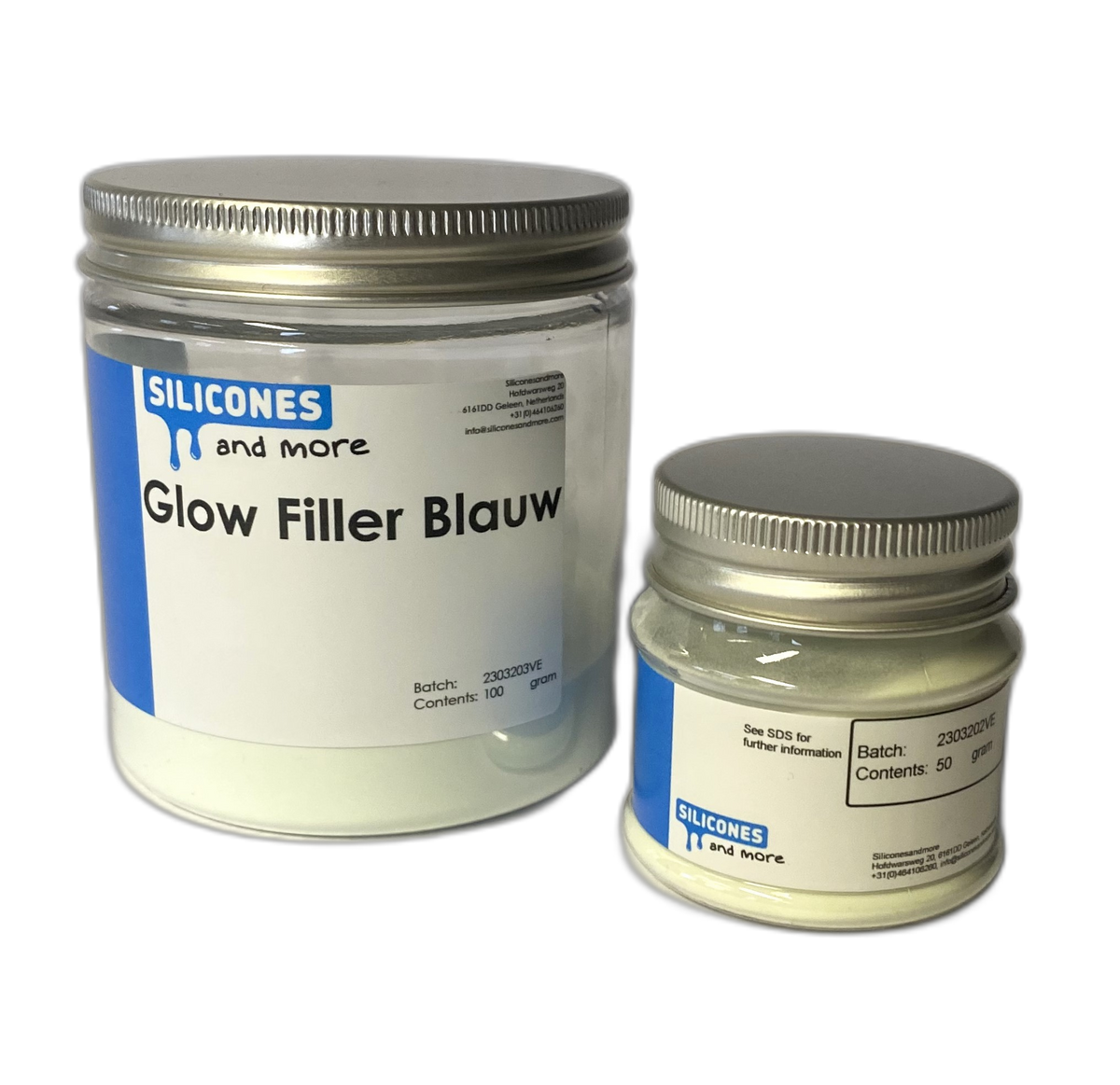 Huismerk - SAM Glow Filler Blauw of Groen – Glow-in-the-Dark Vulstof voor Siliconen, Epoxy & Polyurethaan